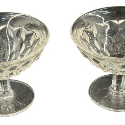 Vintage Fostoria American Clear Pressed Glass Flared Low Sherbet Glasses - Set of 2