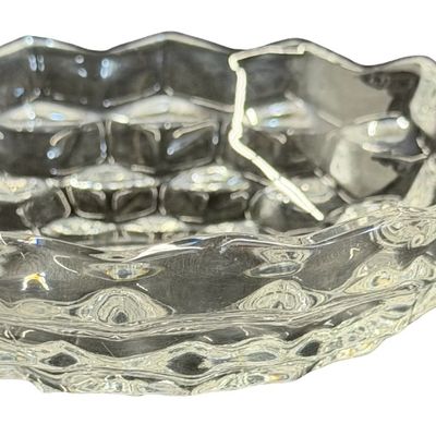 Vintage Fostoria American Clear Pressed Glass Handled Nappy Dish