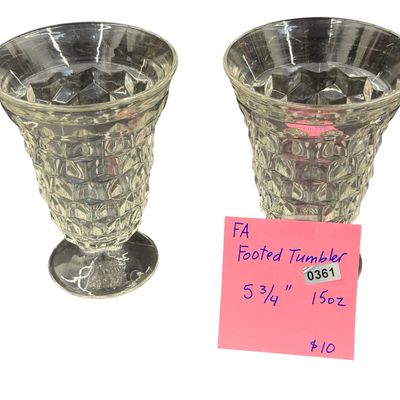 Vintage Fostoria American Clear Footed Juice Glass Tumblers - Set of 2