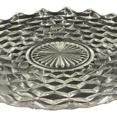 Vintage Fostoria American Clear Glass Cubist Torte Plate
