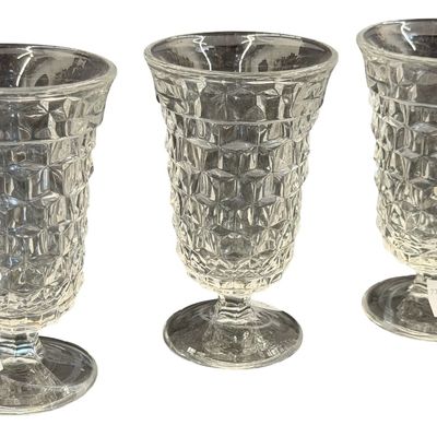 Vintage Fostoria American Clear Pattern Juice Footed Tumbler Glass - Set of 3