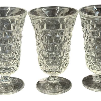 Vintage Fostoria American Clear Pattern Juice Footed Tumbler Glass - Set of 3