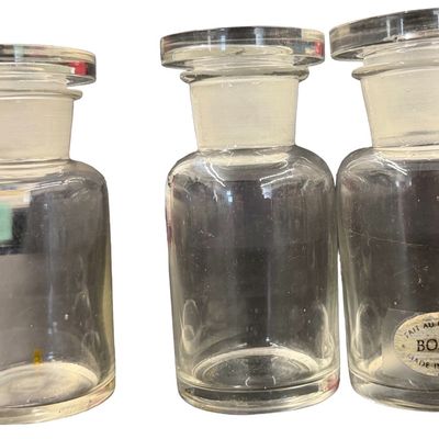 Set of Clear Glass Apothecary Jars with Matching Ground-Glass Stoppers