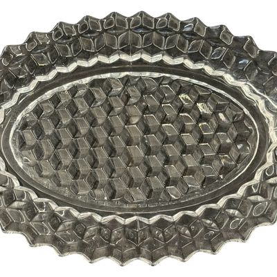Vintage Fostoria American Clear Pressed Glass Oval Serving Platter Tray