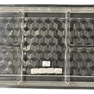 Vintage Fostoria American Clear Crystal Five Part Divider Relish/Appetizer Diamond Cut Tray featuring a Large Divided Rectangular Tray...