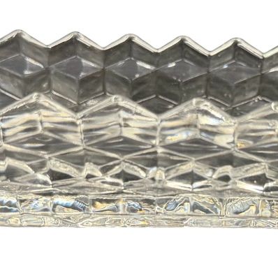 Vintage Fostoria American Clear Pressed Glass Cubist Oval Relish Dish
