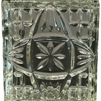 Vintage Anchor Hocking Rectangular Royal Ruby and Clear Cut-Glass Jewelry Box