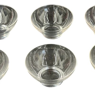 Vintage Clear Glass Footed Dessert Bowls - Lot of 6