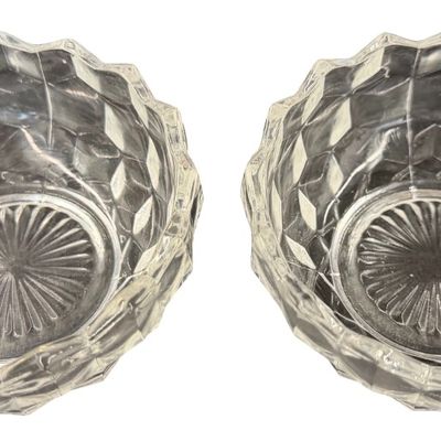 Vintage Fostoria American Clear Pressed Glass 4 3/8" X 2 3/8" Ice Cream/Fruit Bowl - Set of 2
