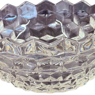 Vintage Fostoria American Clear Pressed Glass Serving Bowl