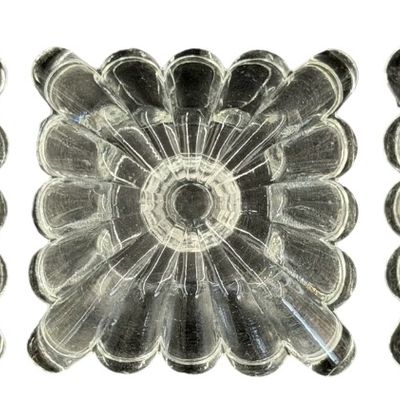 Vintage Square Pressed Glass Candle Holder With Scalloped Petal Edges