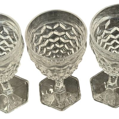 Vintage Fostoria American Clear Glass Water or Wine Goblets - Lot of 3