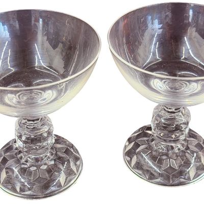 Vintage Fostoria Clear Crystal Champagne Glass Bundle - Lot of 4
