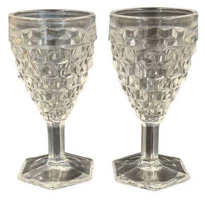 Vintage Fostoria American Clear Pattern Water or Wine Goblets - Set of 2