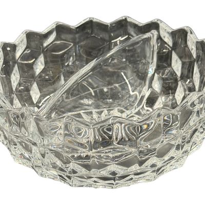 Vintage Fostoria American Clear Pressed Glass Divided Serving Bowl