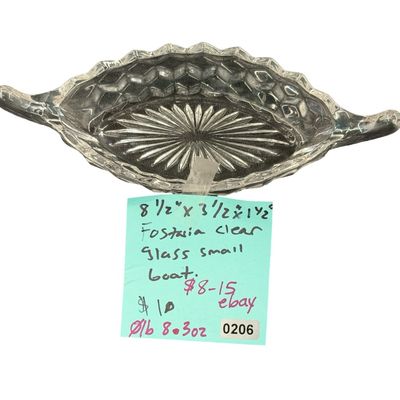 Vintage Fostoria American Clear Small Relish Glass Boat or Handled Dish
