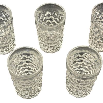Vintage Fostoria American Clear Glass Flat Iced Tea Tumblers Bundle - Lot of 5