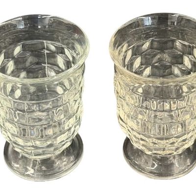 Vintage Indiana Glass Whitehall Colony Flat Clear Glass Footed Juice or Dessert Glasses - Lot of 4