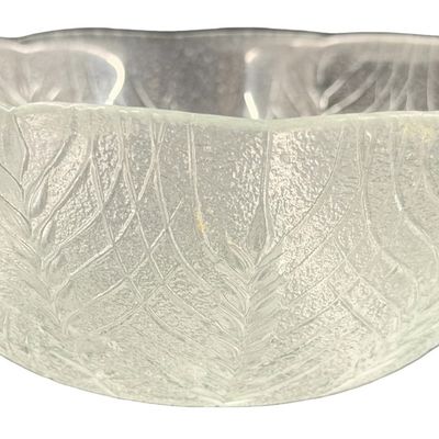 Vintage Clear Pressed Glass Country Wheat Stalk Embossed Textured Bowl by Cristal D'Arques Durand
