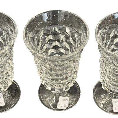 Vintage Fostoria American Clear Pattern Juice Footed Tumbler Glass - Set of 3