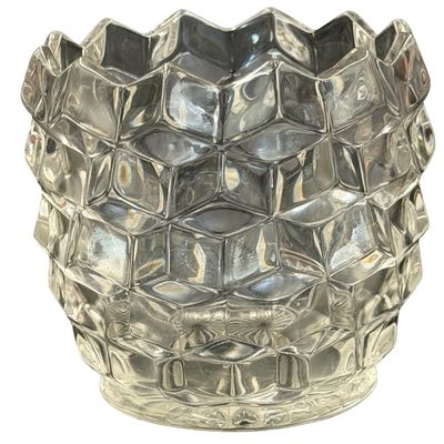 Vintage Fostoria American Clear Pressed Glass Sugar Barrel or Candy Dish