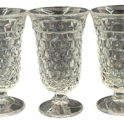 Vintage Fostoria American Clear Pattern Juice Footed Tumbler Glass - Set of 3