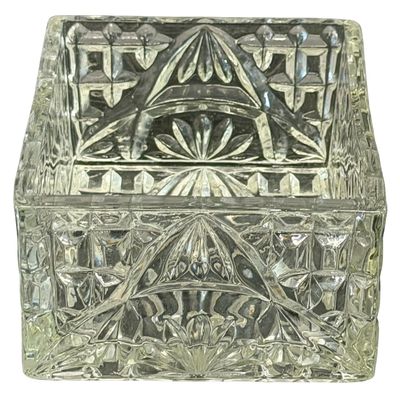 Vintage Anchor Hocking Rectangular Royal Ruby and Clear Cut-Glass Jewelry Box