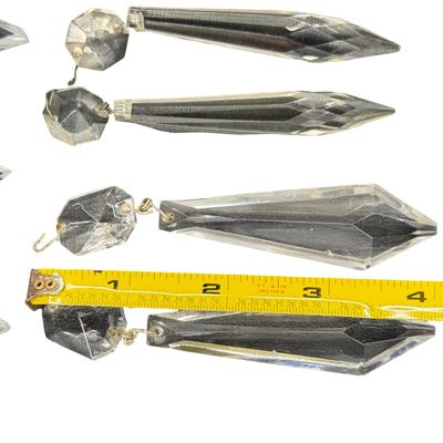 Waterford (Replacement Parts) Crystal Avoca Chandelier Button & Prisms - Mixed Prisms Lengths 3 1/2" & 5 1/4" - Lot of 16