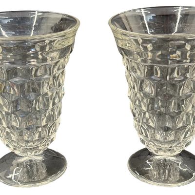 Vintage Fostoria American Clear Footed Juice Glass Tumblers - Set of 2
