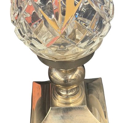 Vintage Waterford Lismore Crystal Hurricane Candle Holders with Brass Base - Set of 2 **
