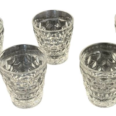 Vintage Fostoria Clear Pressed Straight-Sided Juice or Cocktail Tumblers - Lot of 5