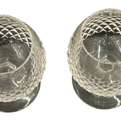 Vintage Waterford Alan Brandy Balloon Snifter Diamond Cut Glasses - Set of 2
