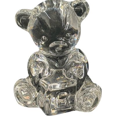 Vintage Waterford Clear Crystal Teddy Bear Figurine Sitting