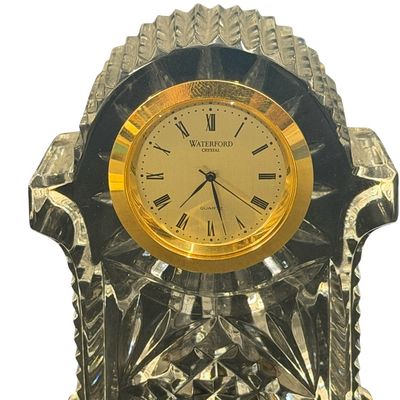 Vintage Waterford Lismore Crystal Arch-Top Carriage And Mantel Clock