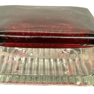 Vintage Anchor Hocking Royal Ruby Red Glass Box Divided Box