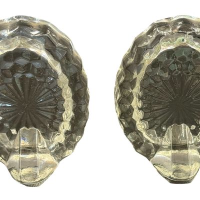 Vintage Fostoria American Clear Pressed Glass Oval Picture Frame - Set of 2