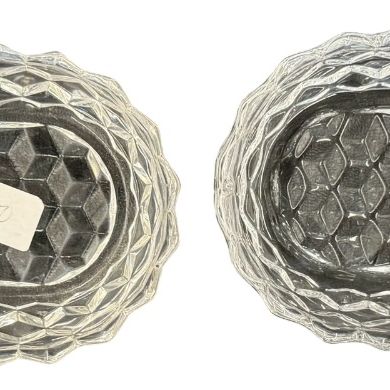 Vintage Fostoria American Clear Pressed Glass Cubist Oval Relish Dish - Set of 2