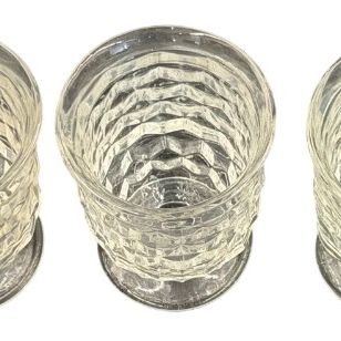 Vintage Indiana Glass Whitehall Colony Flat Clear Glass Footed Juice or Dessert Glasses - Lot of 5