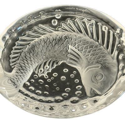 Vintage Lalique France "Concarneau" Koi Fish Crystal Dish or Cigar Ashtray