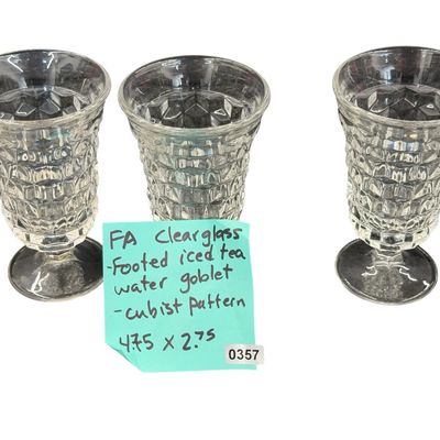 Vintage Fostoria American Clear Footed Iced Tea Goblet - Lot of 3