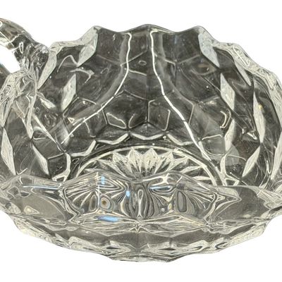 Vintage Fostoria American Clear Cube Nappy Dish with Handle Dish - Set of 2