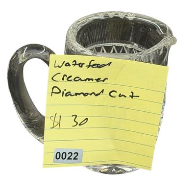 Vintage Waterford Crystal Small Cut-Glass Cream Pitcher featuring a Classic Diamond-Cut Pattern