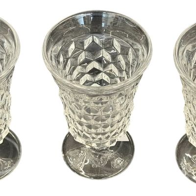 Vintage Fostoria American Clear Pattern Juice Footed Tumbler Glass - Set of 3
