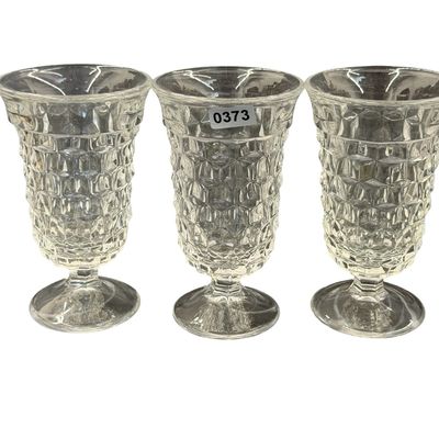Vintage Fostoria American Clear Pattern Juice Footed Tumbler Glass - Set of 3
