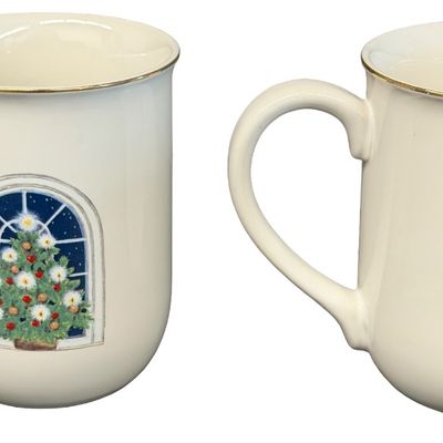 Vintage Otagiri Japan Chickadee and Holly Berry Mugs featuring a Holiday Motif from the Gibson Greeting Cards Collection - Lot of 6