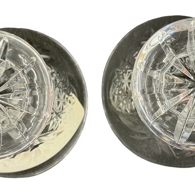 Vintage Crystal Cut Footed Shot Glass - Set of 2