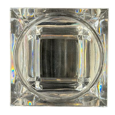 Waterford Crystal Metropolitan Clear Cut-Crystal Pillar Candleholder featuring a Geometric Stepped-Square Design