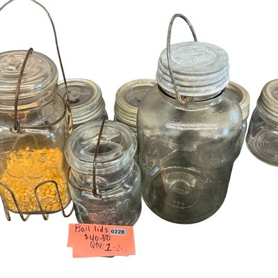 Vintage Mixed Lot of Glass Fruit and Canning Jars - Lot of 10