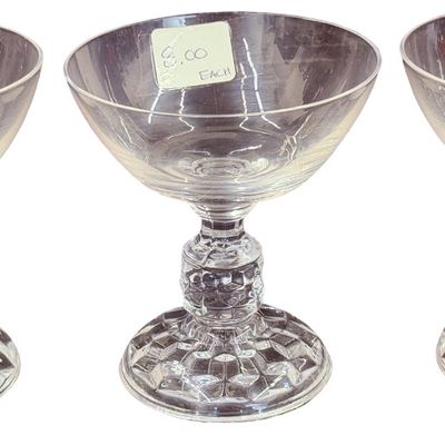 Vintage Fostoria Clear Crystal Champagne Glass Bundle - Lot of 3
