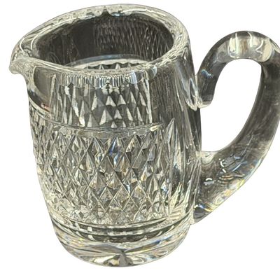 Vintage Waterford Crystal Small Cut-Glass Cream Pitcher featuring a Classic Diamond-Cut Pattern